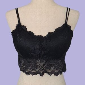 NWT Black Floral Lace Bralette | Soft Stretch Wireless Bra | XL/XXL